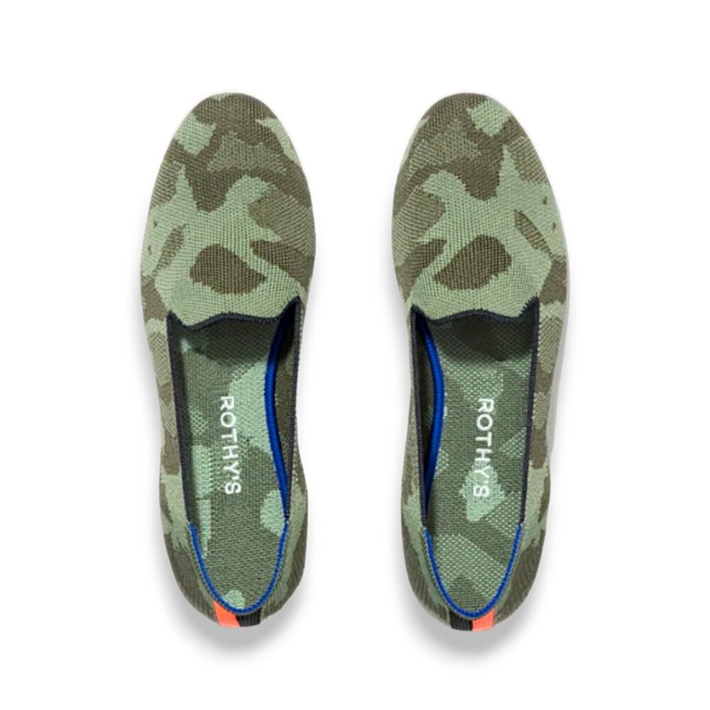 Rothys NWOT rare limited edition olive camo ballerina flats women's 7.5 US